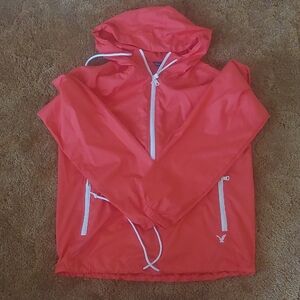 American Eagle Red Hooded Windbreaker